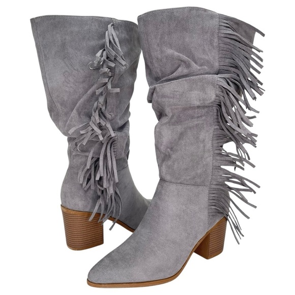 Journee Collection Shoes - Journee Collection Hartly Grey Extra Wide Calf Womens Mid-Calf Boots Size 8.5M